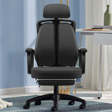 Swivel Office Chair with Lumbar Support & Armrests Task Chair in Black-Furniture,Office Chairs,Office Furniture